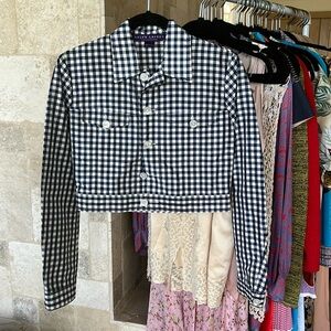 Ralph Lauren Collection Silk Blue plaid jacket size 4